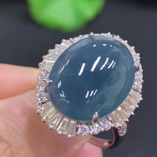 F31685861 Jadeite Cabochon Inlaid Ring 18K Gold Size 14 Total Weight Approx. 5.1g (Non-diamond)