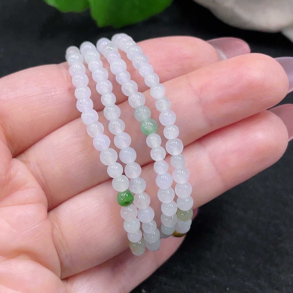 F33826783 Jadeite Beaded Necklace Approx. 3.8mm Non-Gold-Inlaid Total Weight Approx. 13.48g