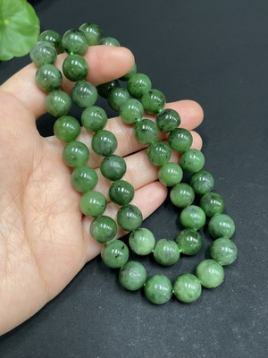 H34052739 Hetian Jade Jasper Bead Necklace, Approx. 9.8mm, Total Weight Approx. 69.8g