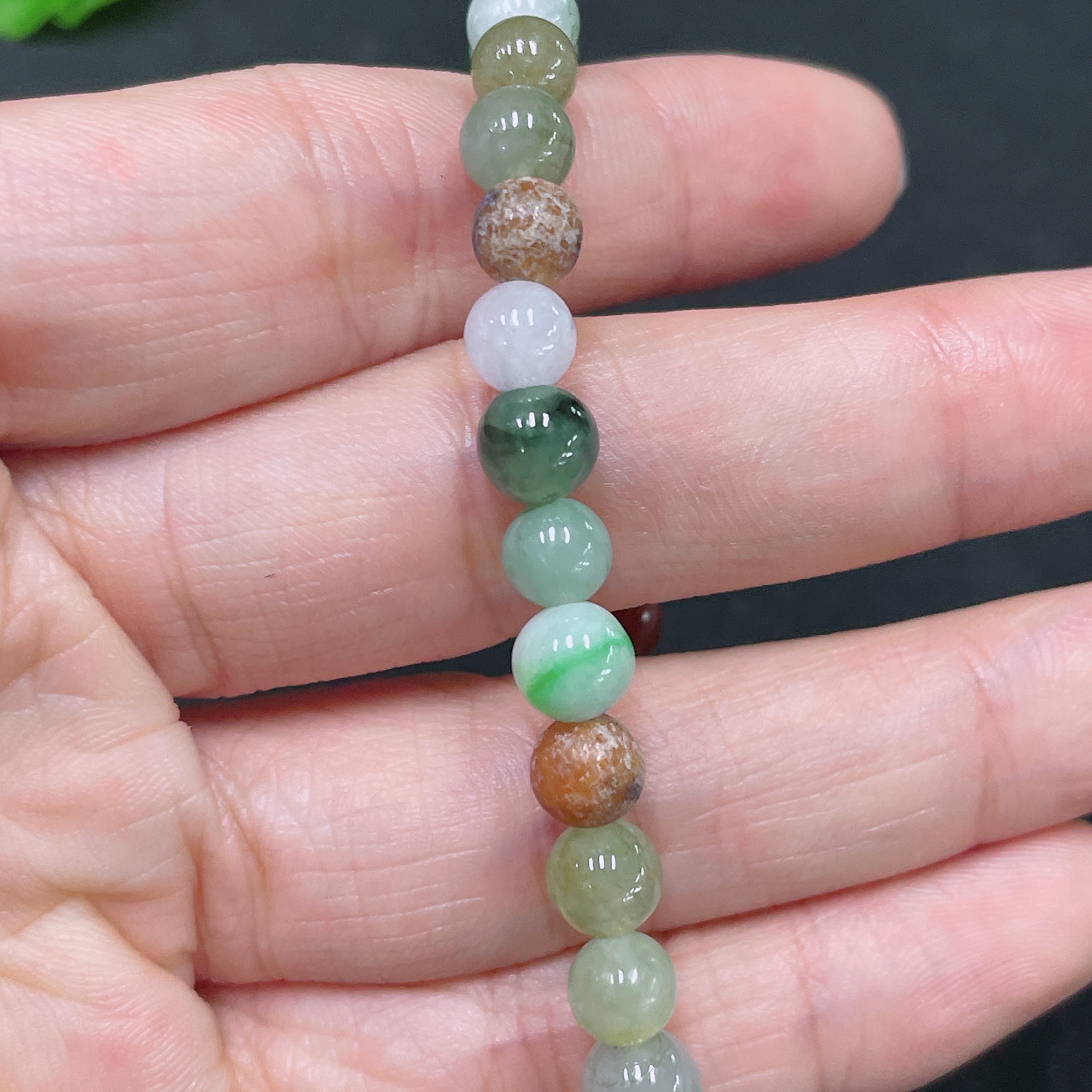 F32698405 Jadeite Bracelet Red Beads Non-A Total Weight Approx. 11.6g Size Approx. 6.6mm