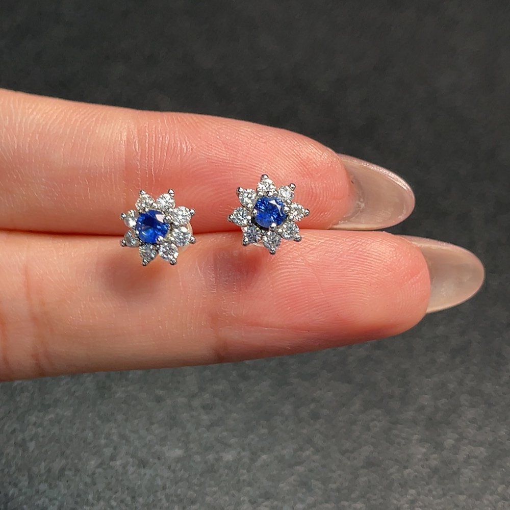C34991673 Sapphire Earrings Non-Gold Total Weight Approx.1.3g Stone Size 2.8mm
