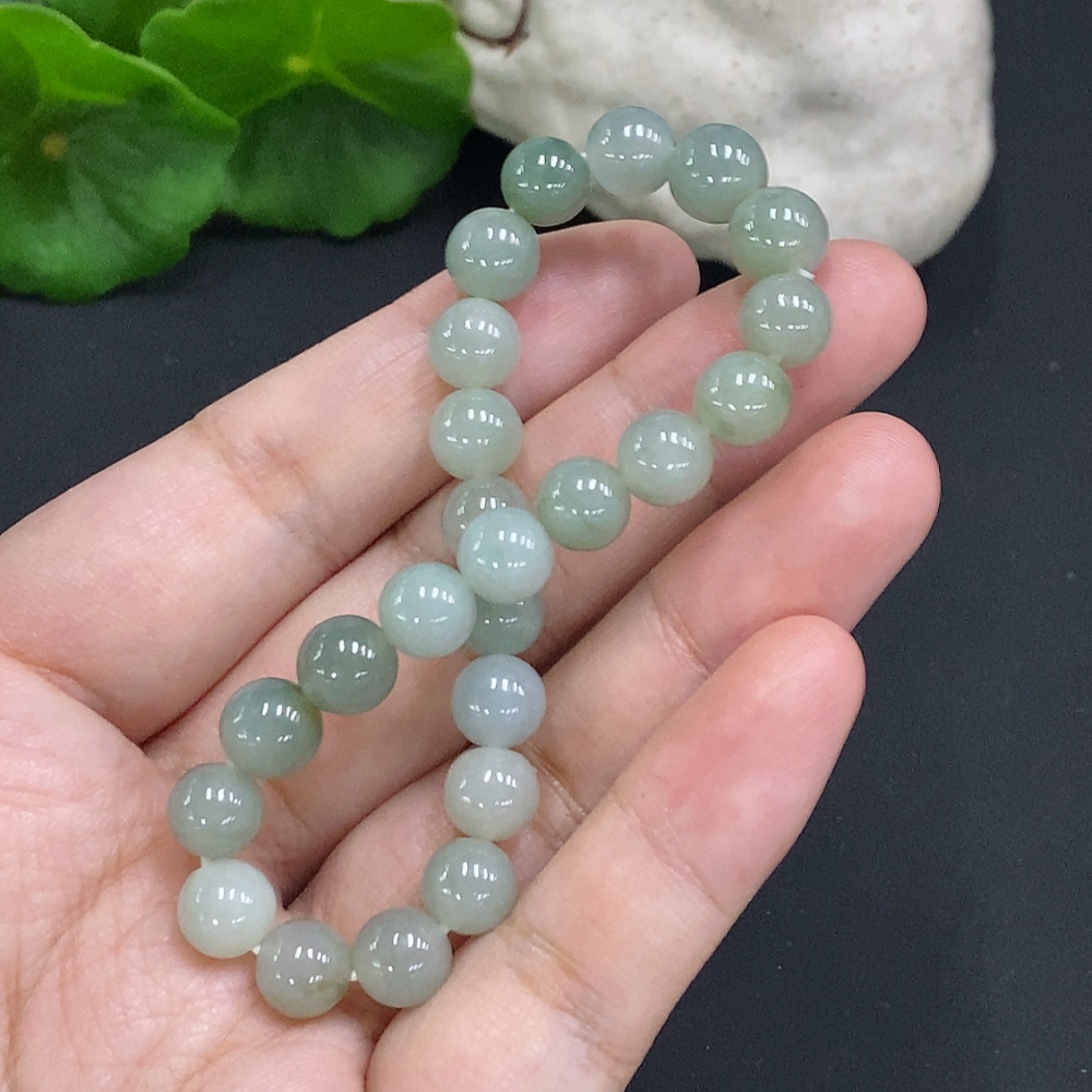 F34070704 Jadeite Bead Necklace Approx. 7.3mm Total Weight Approx. 18.2g
