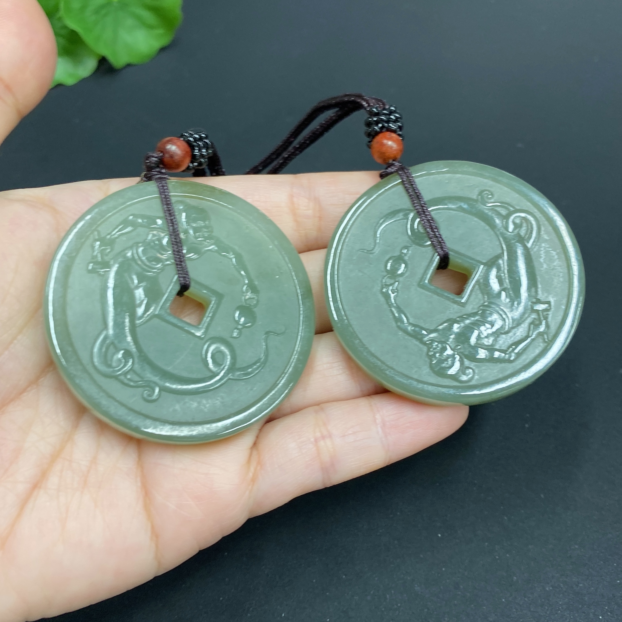 H23644289 Hetian Jade Pendant, Master Craftsman, Total Weight (Including Rope) Approx. 58.6g