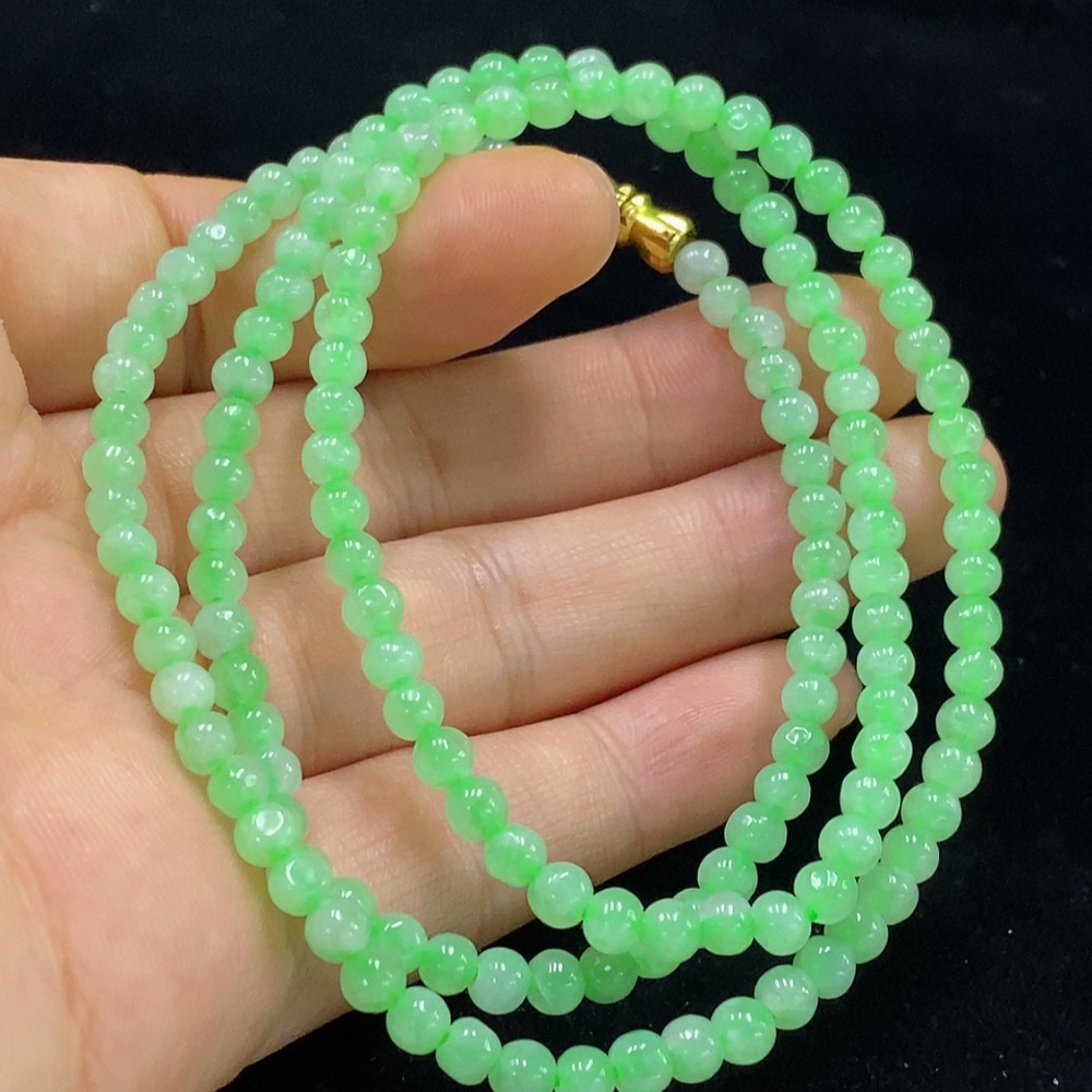 F33928909 Jadeite Bead Necklace Approx. 3.8mm Total Weight Approx. 18.8g Non-Gold