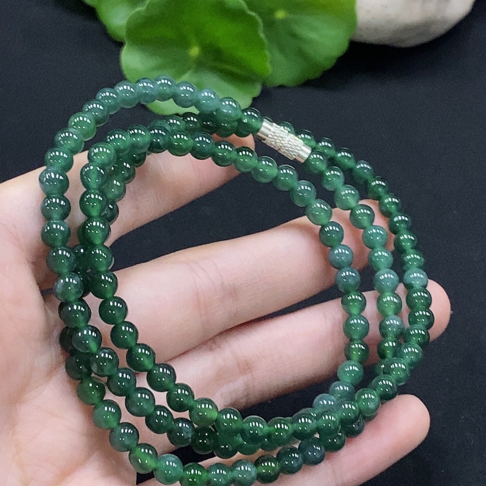 F34996581 Jadeite Bead Necklace Approx. 5.1mm Total Weight Approx. 25.57g