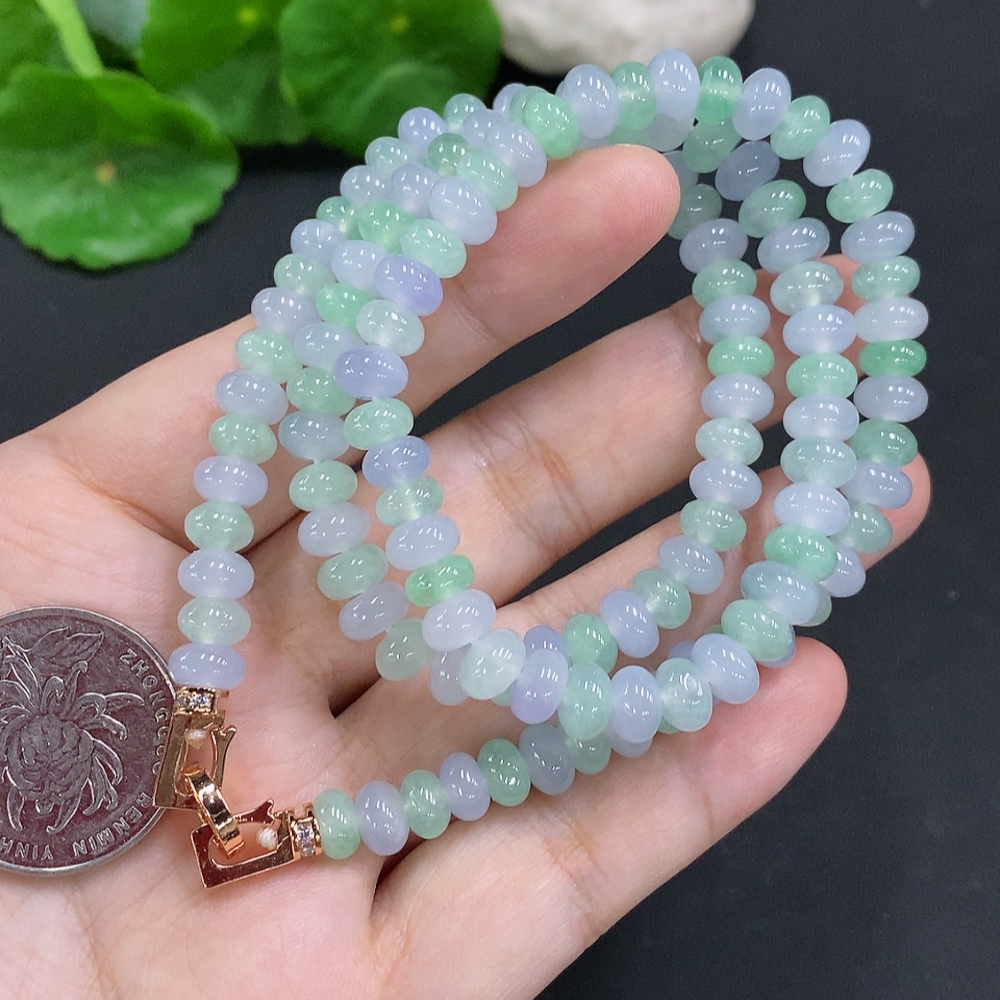 F34962885 Jadeite Bead Necklace Approx. 7mm Non-Gold Total Weight About 47.4g