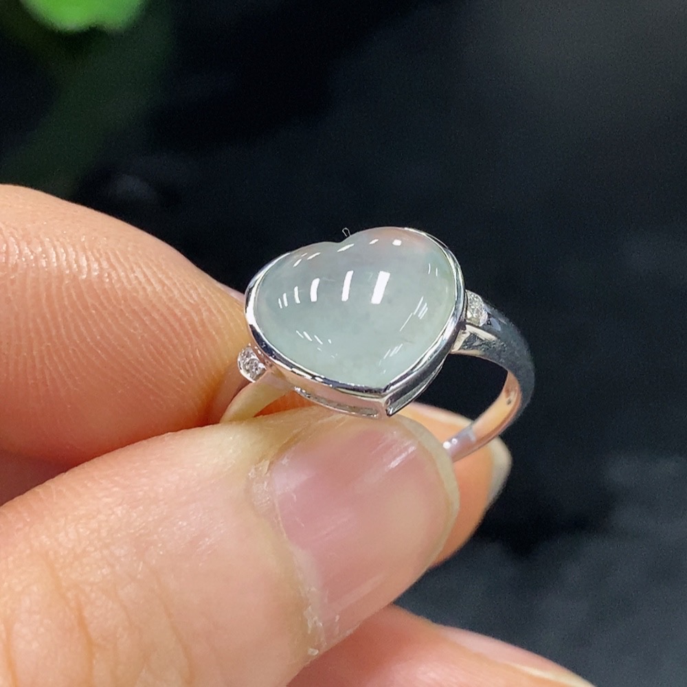 F27067568 Jadeite Inlaid Ring 18k Gold Size 14 Total Weight Approx. 2.7g