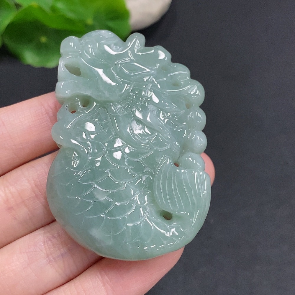 F35078624 Jadeite Arowana Pendant Total Weight Approximately 54.6g