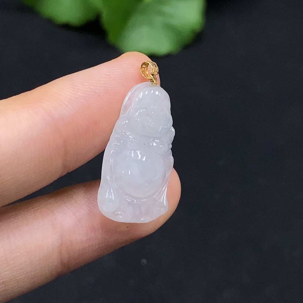 F30441713 Jadeite Standing Buddha Pendant 18K Gold Total Weight Approx. 2g
