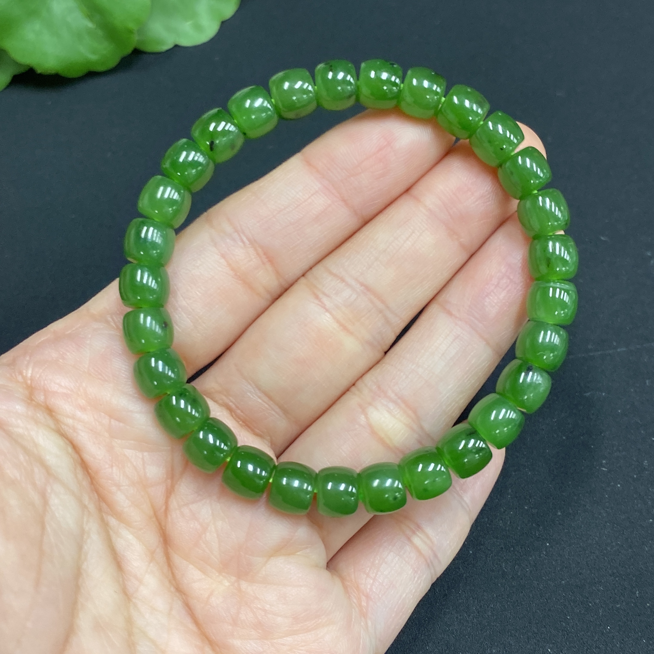 H34985301 Hetian Jade Jasper Bracelet Approx. 6.7mm Total Weight About 16.2g