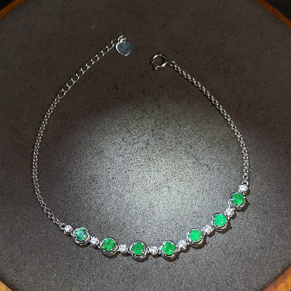 C34008938 Emerald Bracelet Clarity Enhanced Non-Diamond 18K Gold Total Weight Approx. 2.56g