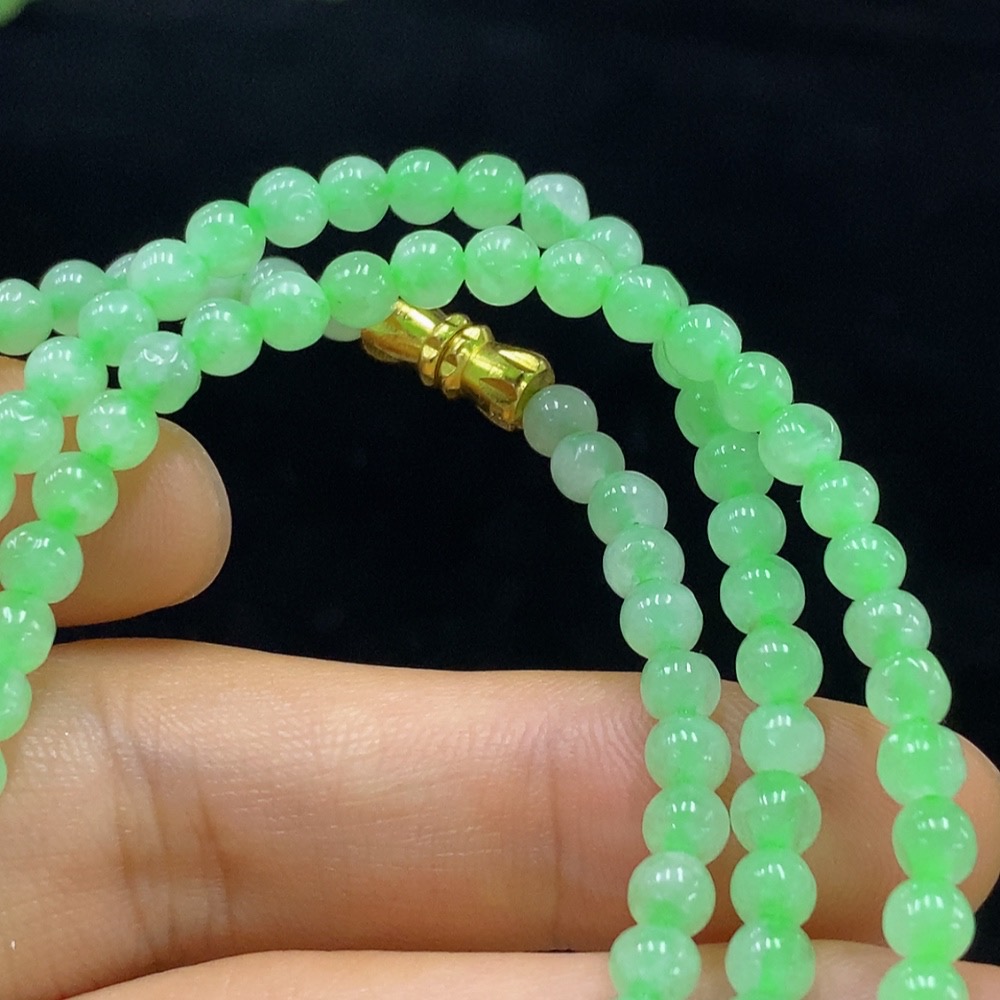F33928909 Jadeite Bead Necklace Approx. 3.8mm Total Weight Approx. 18.8g Non-Gold