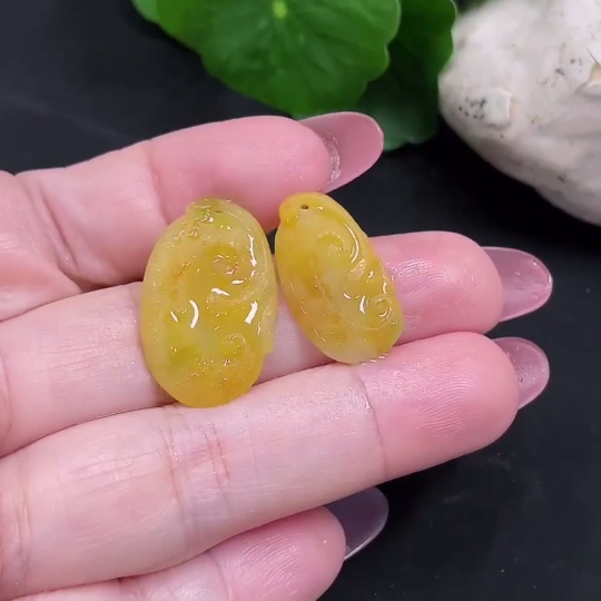 F34012170 Jadeite Pendant Rough Lot (Yellow Part Color Origin Undetermined)