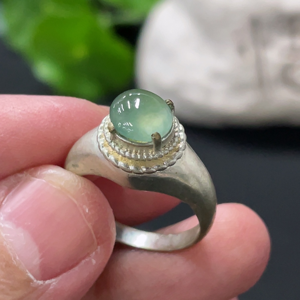 F34977839 Jadeite Cabochon Non-Gold Setting Total Weight Approx. 3.85g