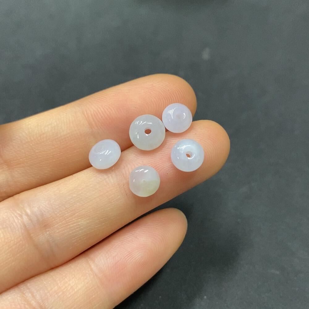 F3261396 Jadeite Beads Sold as a Lot with Individual Cracks and Veins