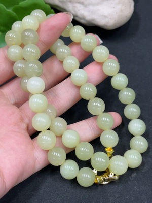 H35148192 Hetian Jade Bead Necklace Non-Gold Approx.10.1mm Total Weight Approx.77.4g
