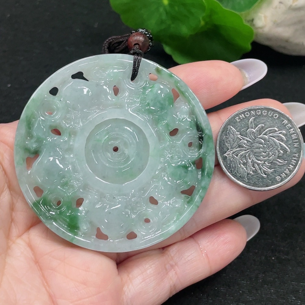 F33899015 Jadeite Pendant Total Weight Approx. 30.4g Including Cord Weight Containing Other Mineral Components