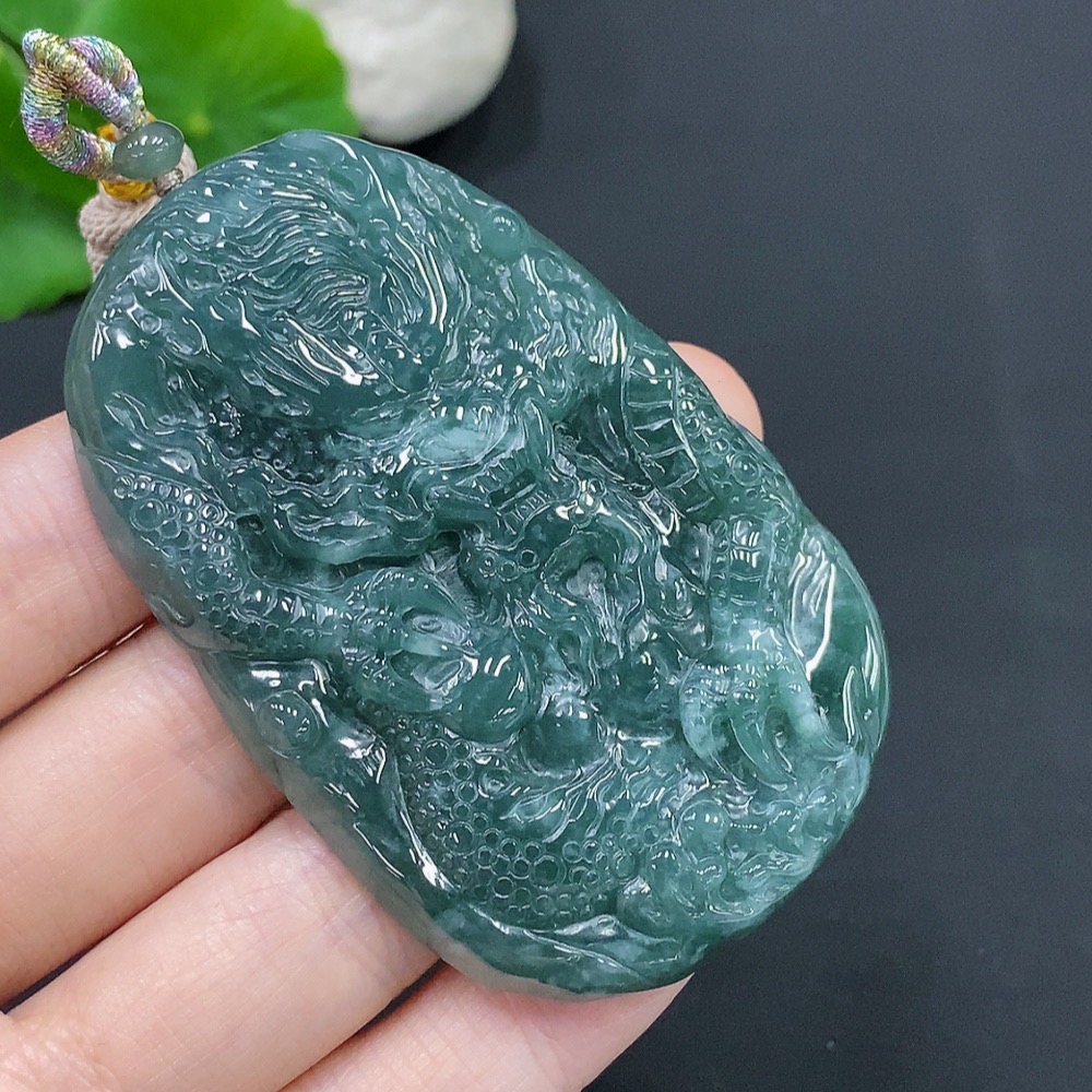 F28296027 JadeiteDragon Soaring Across the Seas Pendant