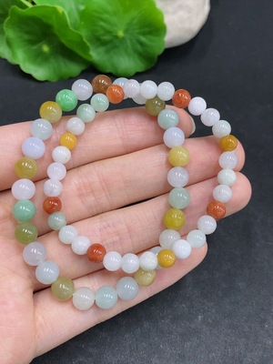 F33940592 Jadeite Bracelet Sell as a Lot, Yellow & Red Color Origin Undetermined