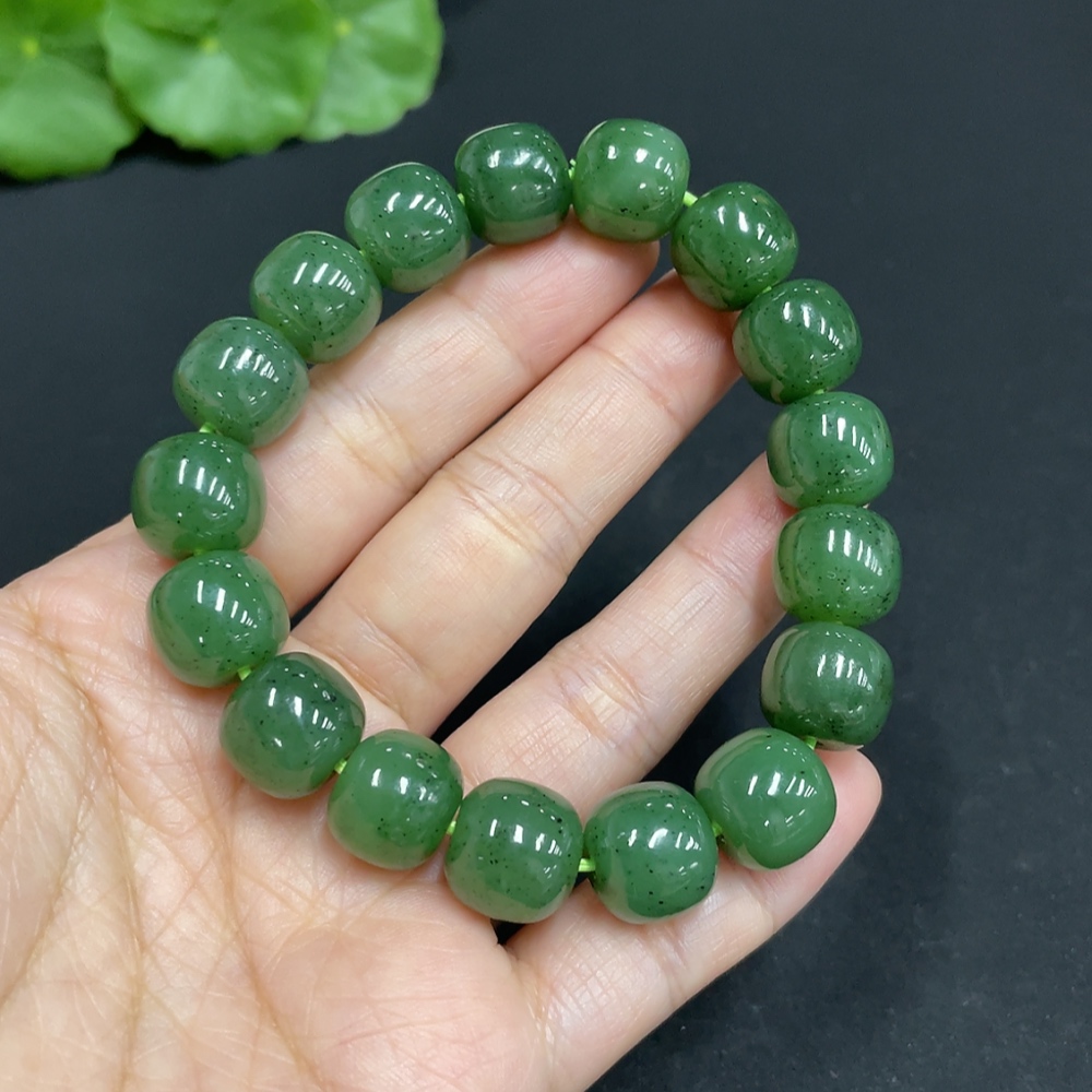 H35103434 Hetian Jade Jasper Bracelet, approx. 11.7mm, total weight about 48.3g