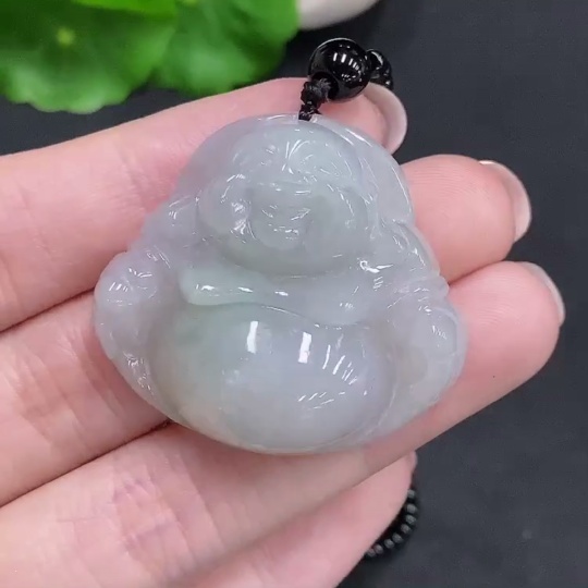 F34034599 Jadeite Buddha pendant Total weight including chain is about 32.2g (chain is not grade A)