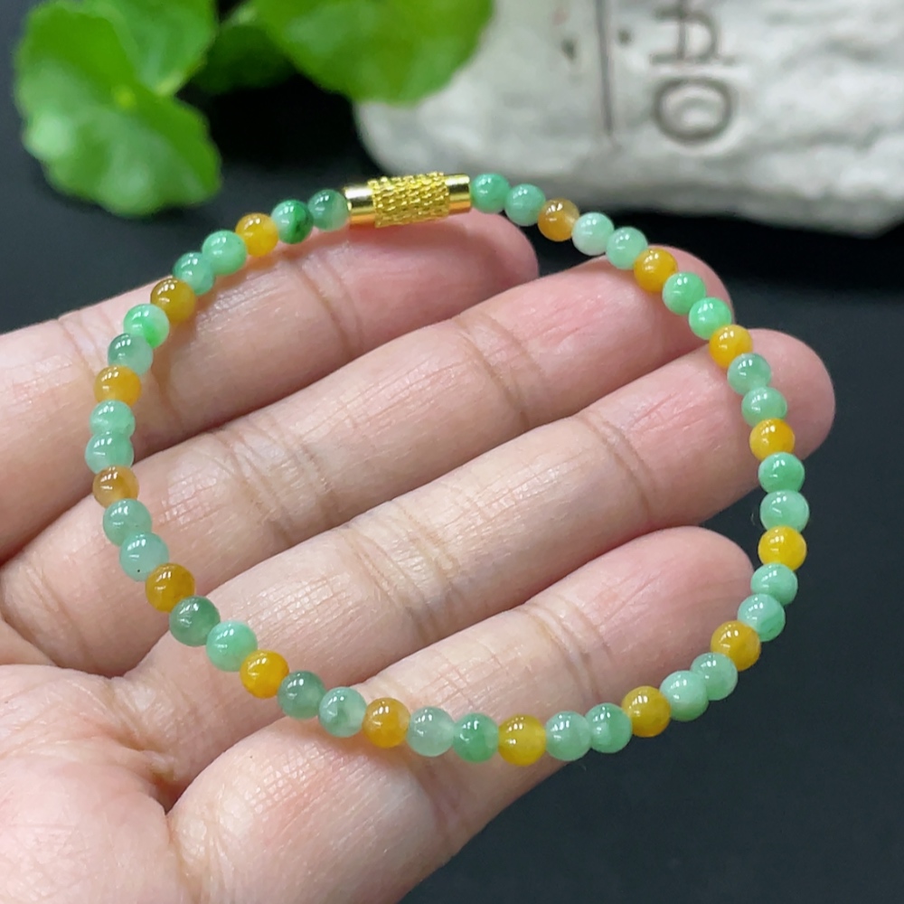 F35080810 Jadeite Bead Necklace 3.8mm approx Non-Gold Clasp Total Weight 4.88g approx