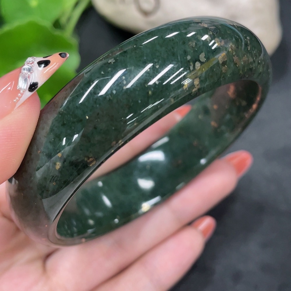 H34960946 Hetian Jade Round Bracelet Size 60.5 Total Weight Approx. 76.5g