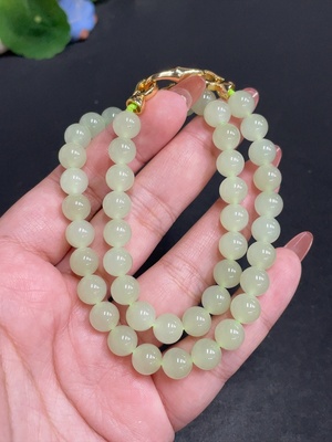 H34054127 Hetian Jade Bead Necklace Approx. 7.7 mm Total Weight About 38.9g Non-Gold