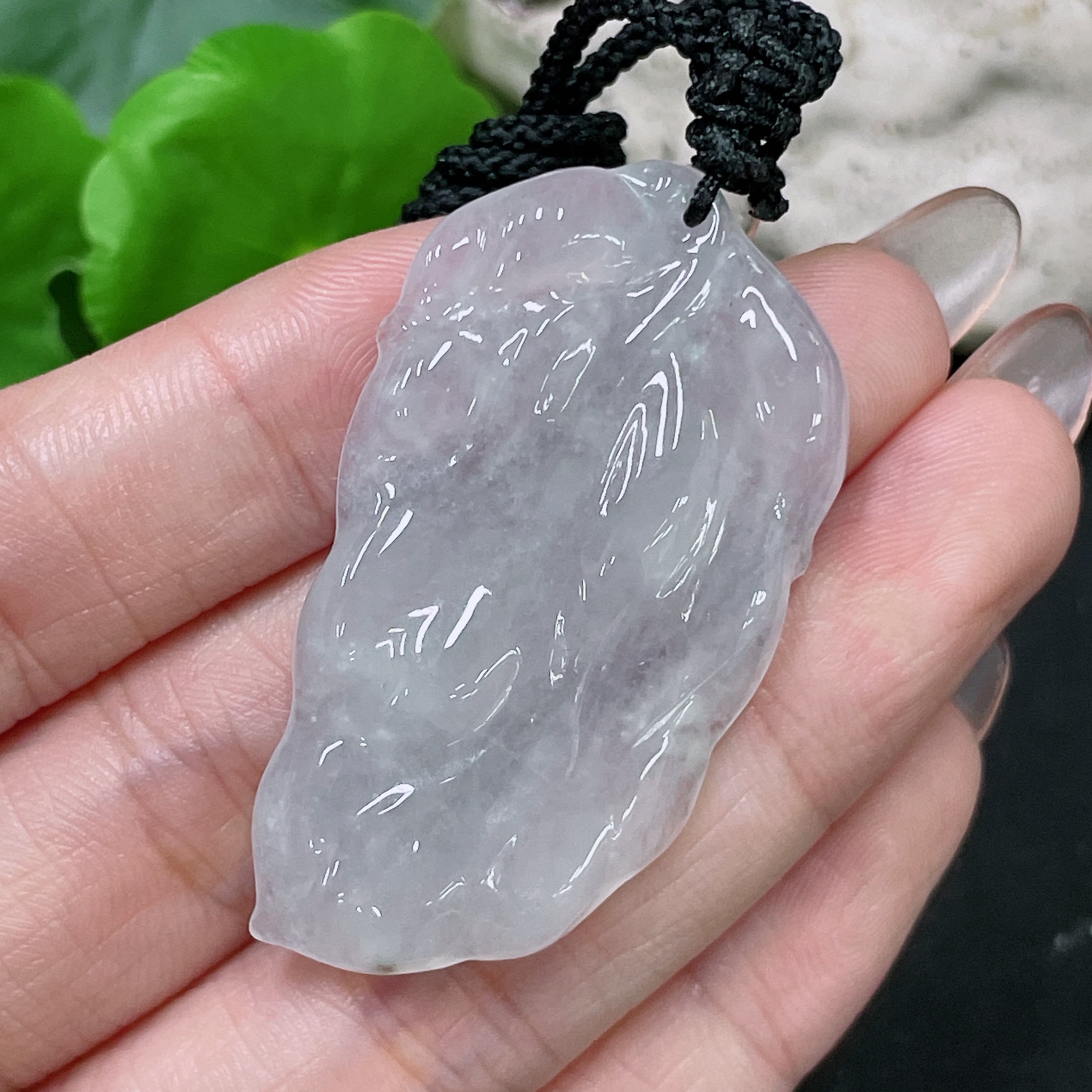 F34985145 Jadeite Pendant with Cord, Total Weight Approximately 13.76g