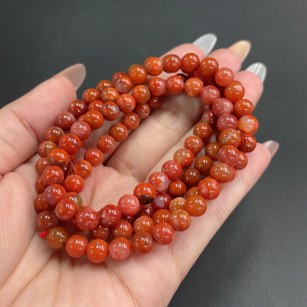 C17912779 South Red Agate Bead Strand Approximately 6.7mm Total Weight About 43.68g