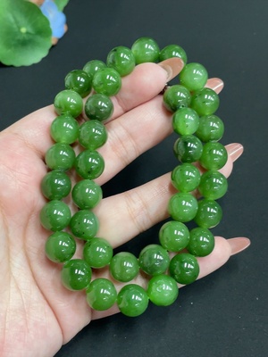 H34074018 Hetian Jade Jasper Bead Necklace, Approx. 11.3 mm, Total Weight Approx. 91.8g