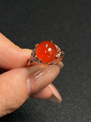 C31620707 South Red Agate Ring, Adjustable, Non-Gold, Total Weight Approx. 2.94g