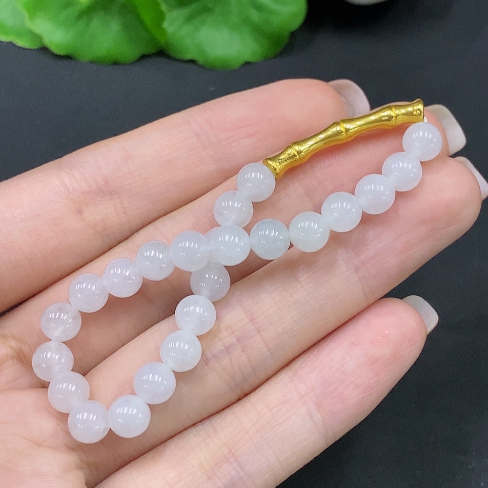 F26044850 Jadeite bracelet, approximately 5.7mm beads, total weight about 8.3g, accessories with 99% gold content