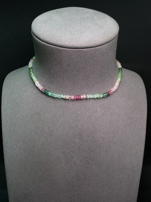 C34990935 Tourmaline Beaded Necklace Non-Gold Visible Organic Matter Total Weight Approx.10.13g Size About 4.1mm