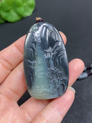 H33902415 Hetian Jade Pendant - Landscape
