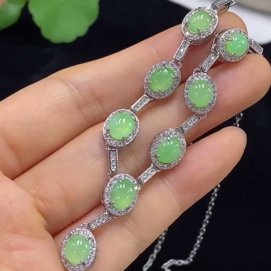 F34975175 Jadeite Inlaid Necklace Non-Gold Total Weight Approx. 10.61g