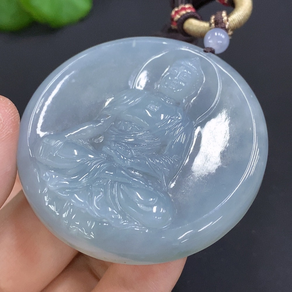 F20203437 Jadeite Amitabha Pendant Total Weight 55.276g