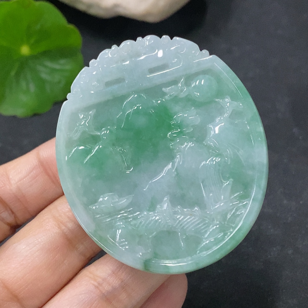 F33888261 Jadeite Landscape Pendant Total Weight Approx. 33.85g