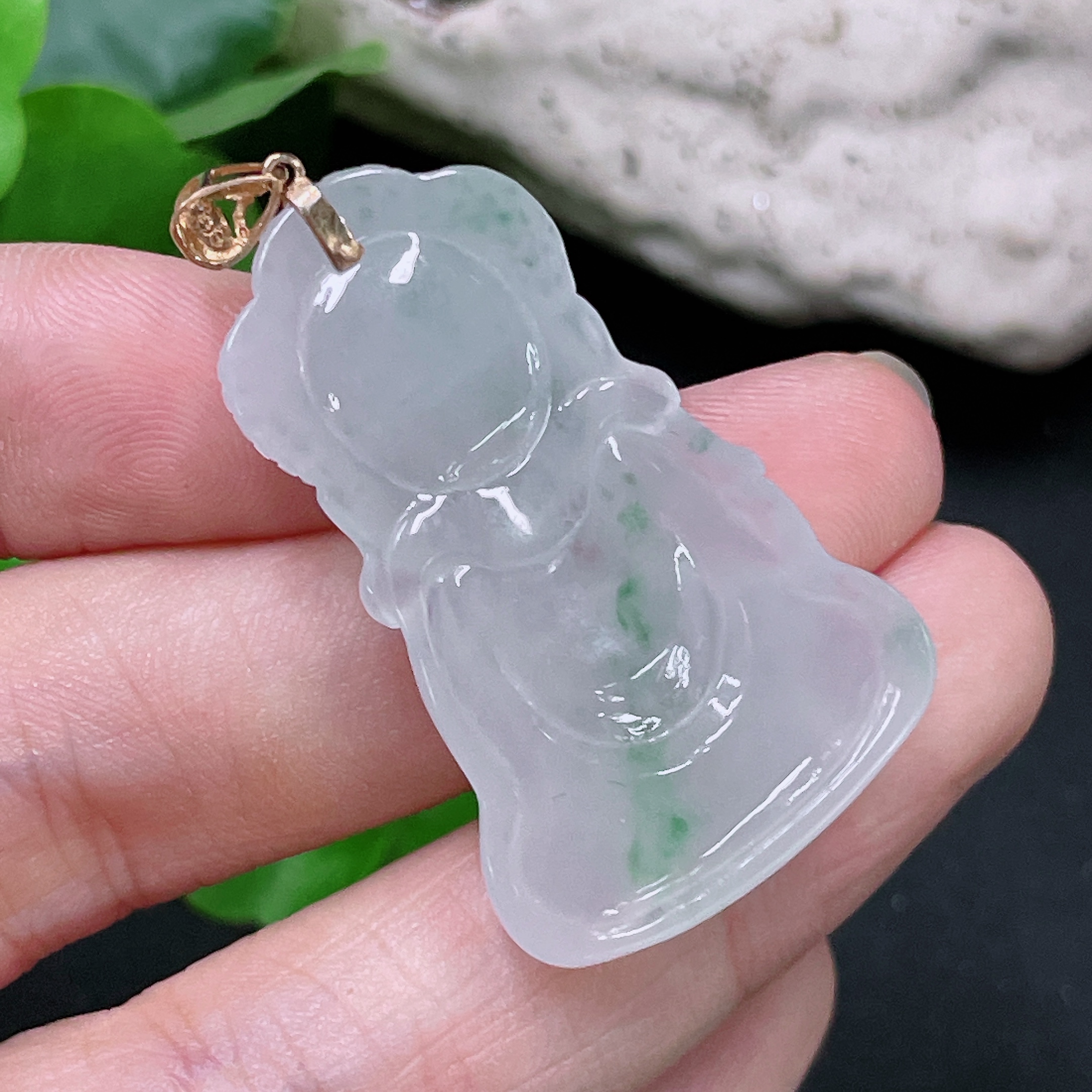 F33919413 Jadeite Baby Buddha Pendant 18k Total Weight Approx. 8.43g