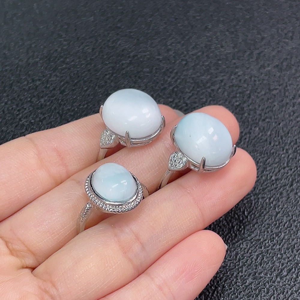 C34950449 Larimar Ring, Non-Gold, Adjustable, Total Weight Approx. 11.54g, Sell as a Lot