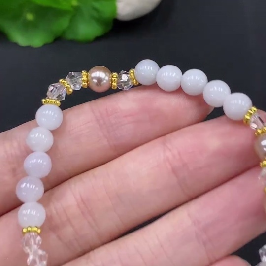 F29336414 Jadeite Bead Bracelet Non-Gold Inlaid Total Weight Approx. 8.4g Size About 5.7mm Non-Jadeite Beads