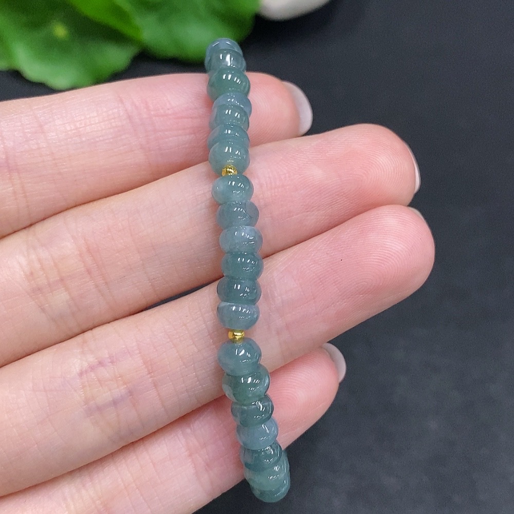 F34002938 Jadeite Bracelet Non-Gold Inlaid Total Weight Approx. 9.7g Size About 5.3mm