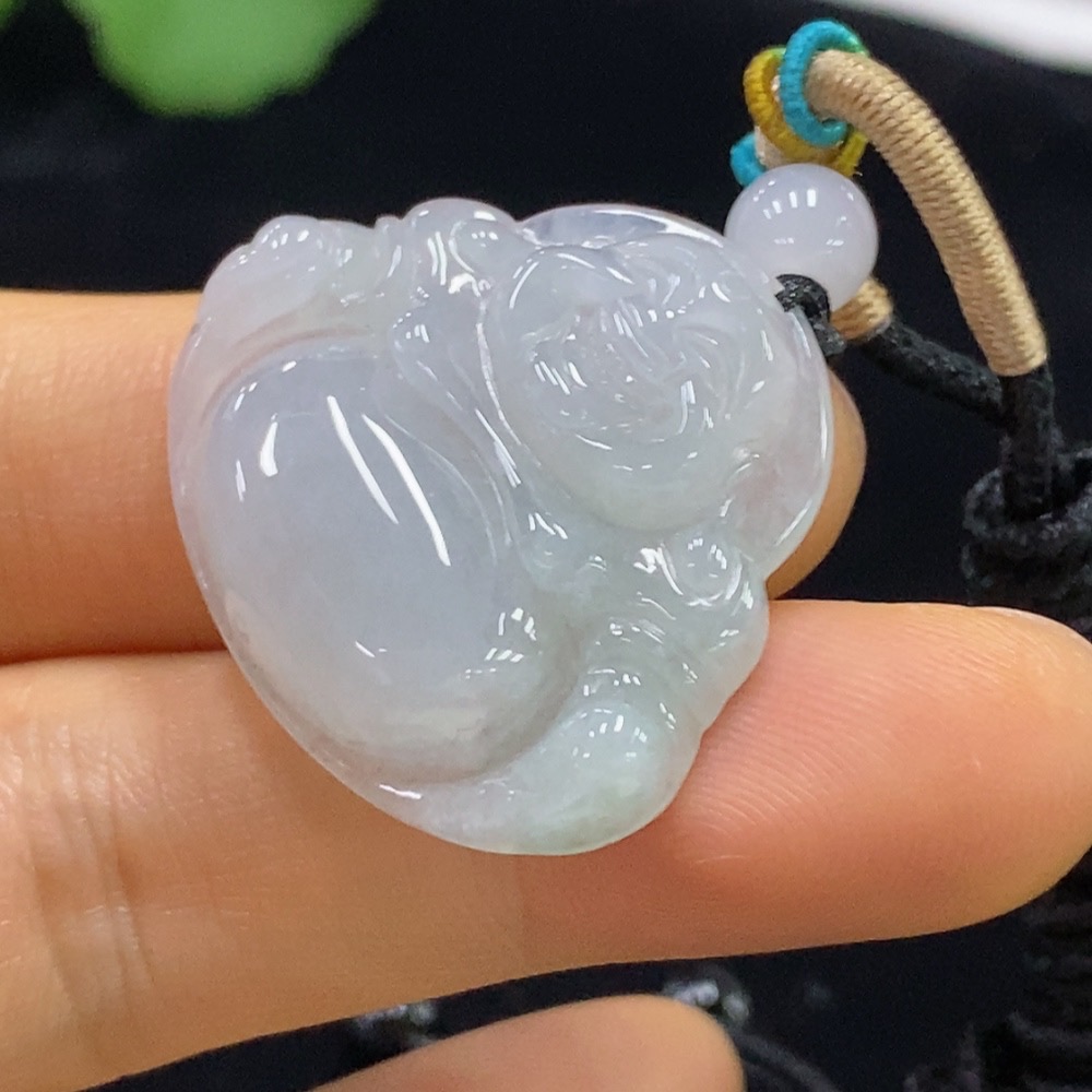 F34025205 Jadeite Buddha Pendant Total Weight Approx. 8.25g (Including Rope Weight) With Non-Grade A Beads