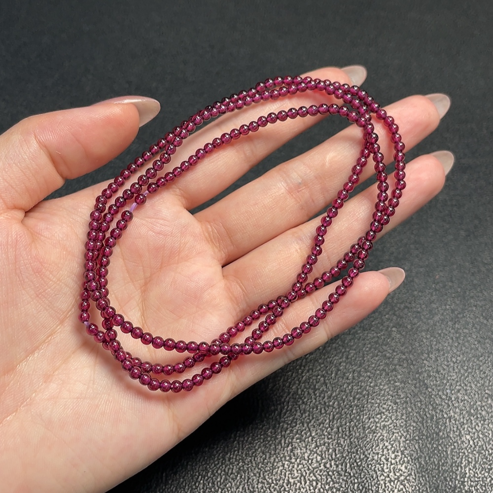 C34993021 Garnet bead necklace Total weight approx.14.14g Size approx.2.9mm