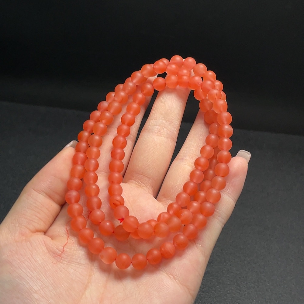 C27133040 South Red Agate Bead Strand Approximately 6.6mm Total Weight About 43.41g Visible Organic Matter