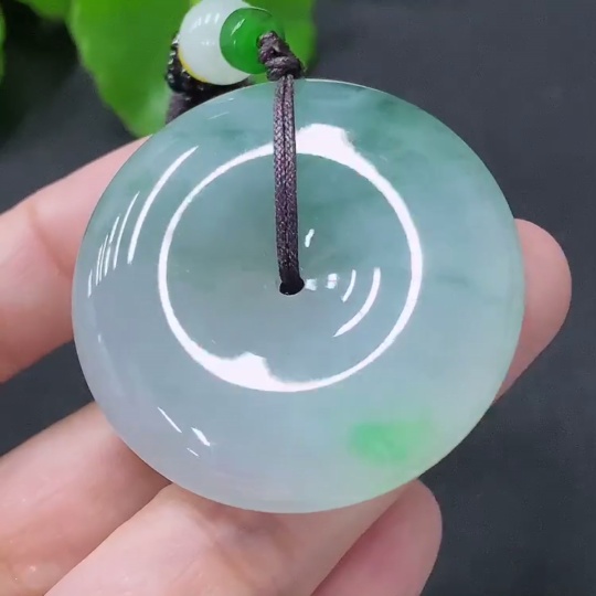 F33848755 Jadeite Pendant Peace Knot Total Weight Approx. 32.86g Including String Non-Grade A Beads