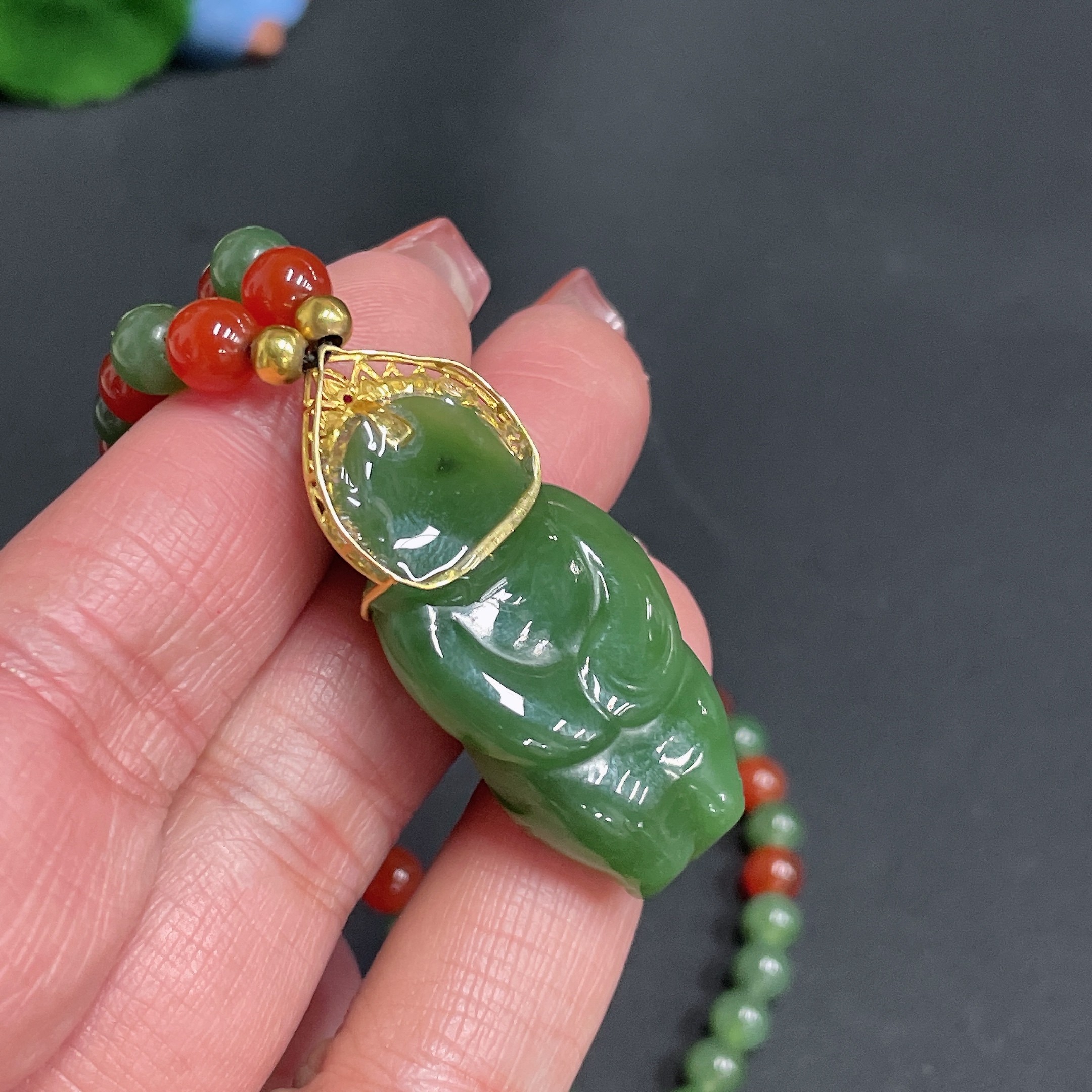 H25839446 Hetian Jade Inlaid Pendant Buddha