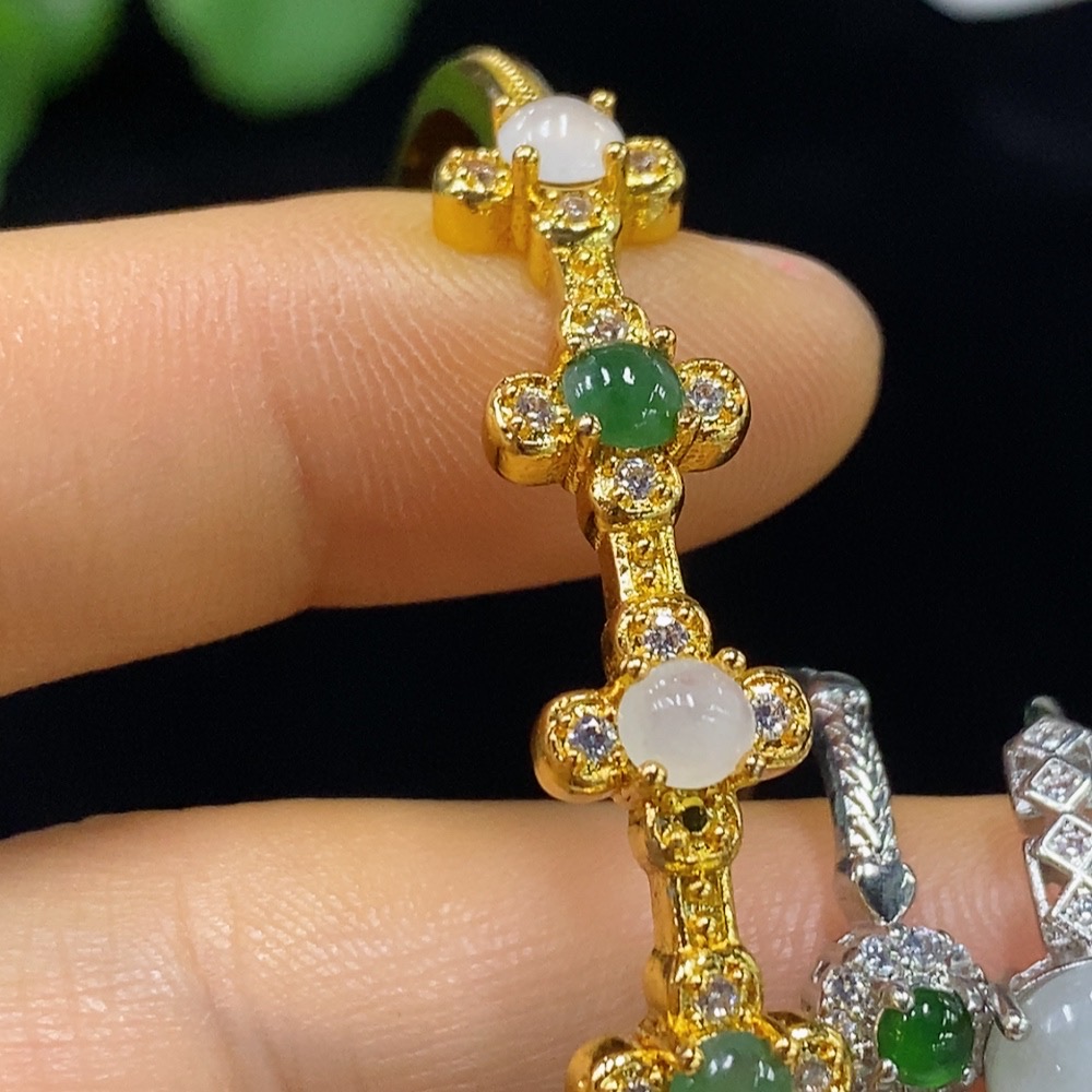 F34044044 Jadeite Inlaid Bracelet//Ring Non-Gold Adjustable