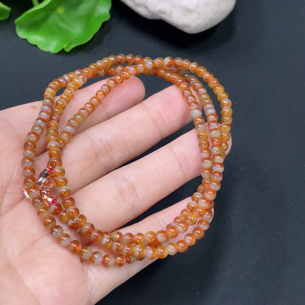 F32696972 Jadeite Bead Necklace Non-Gold Total Weight Approx. 13.87g Color Origin Undetermined Approx. 3.4mm