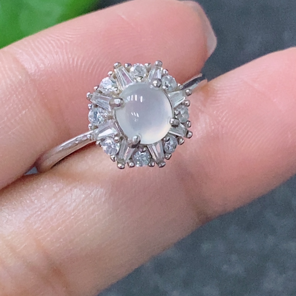 F34998545 Jadeite Inlaid Ring Non-Gold Adjustable Total Weight Approx. 2.04g